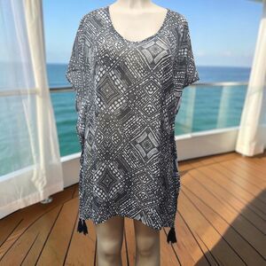 Palisades Beach Club Cover Up Dress Womens XL-XXL Lattice Back Tassels Kimono